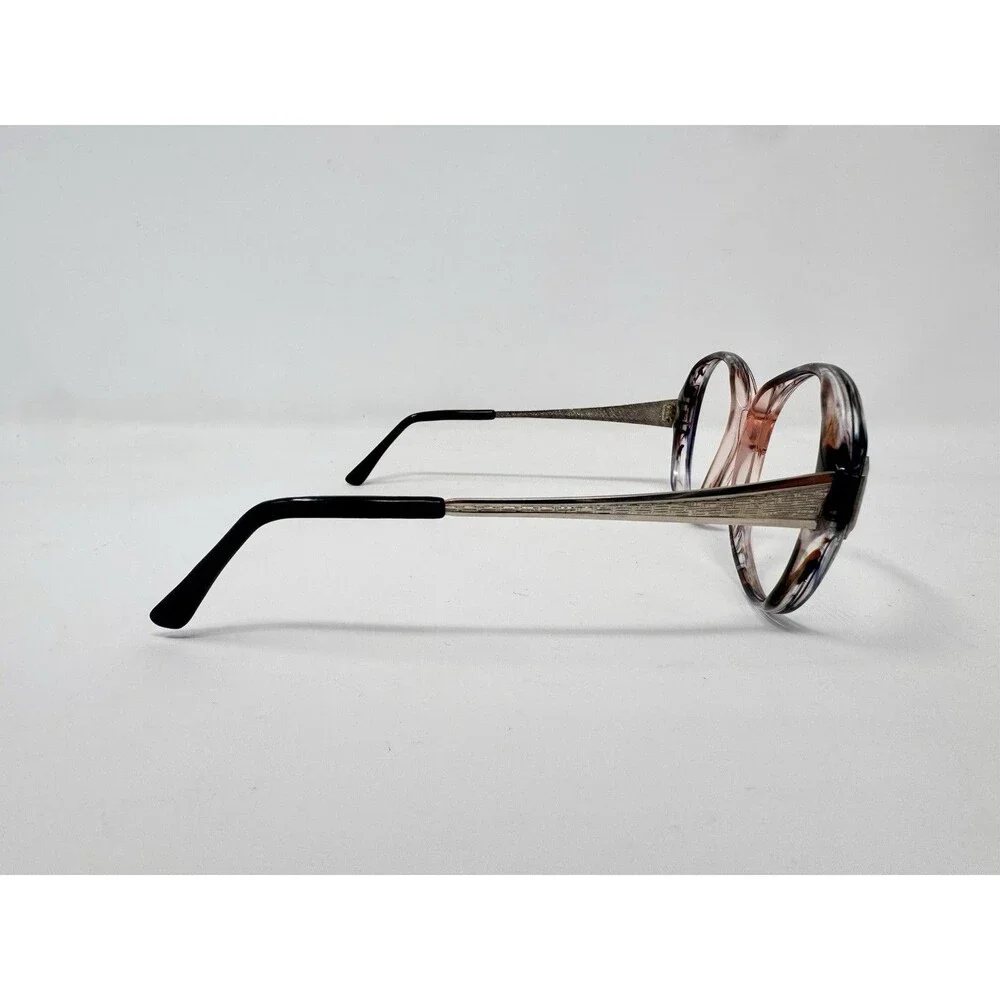 Vintage 1970s Oversized Round Eyeglass Frames Pink Silver Tortoise 55-18-140 New